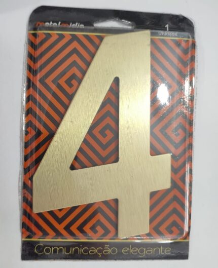 NUMERO OURO ESCOVADO 4  NUMERAL