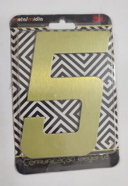 NUMERO OURO ESCOVADO 5  NUMERAL