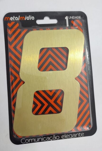 NUMERO OURO ESCOVADO 8  NUMERAL