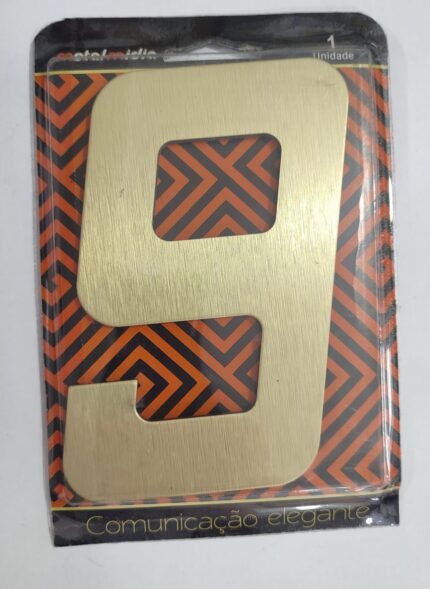 NUMERO OURO ESCOVADO 9  NUMERAL